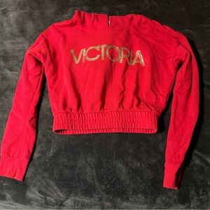 Victoria's Secret Red Sweatshirt with Gold Lettering